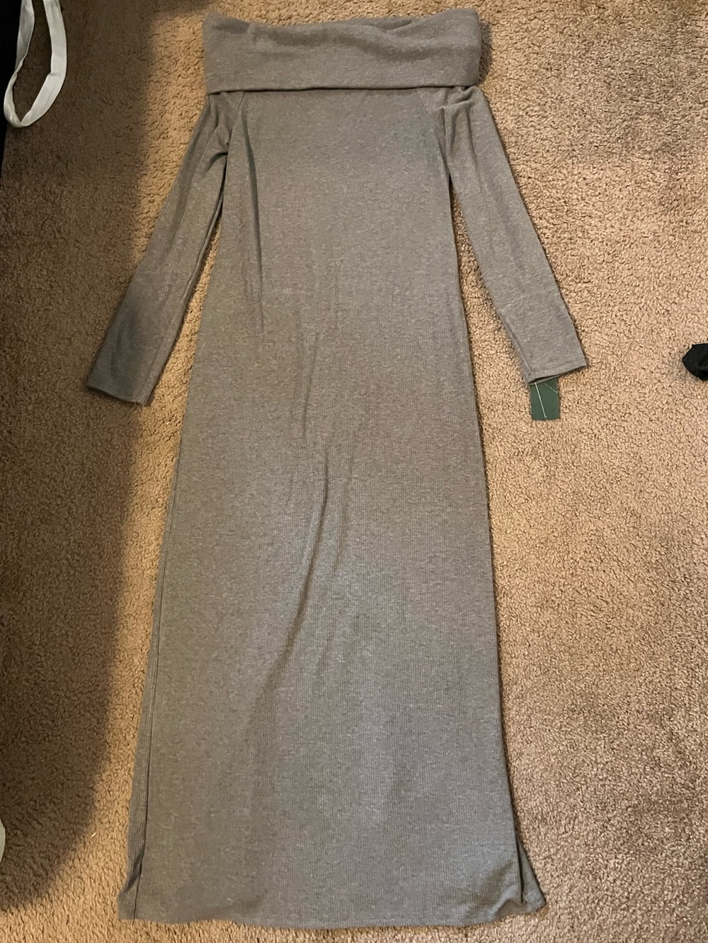wild fable Off-Shoulder Long Sleeve Maxi Dress - Gray